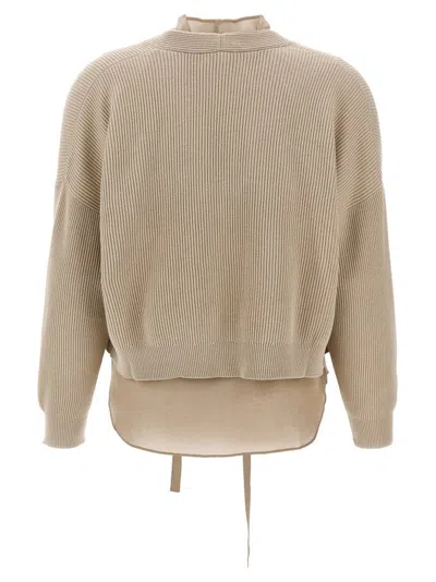 Brunello Cucinelli Layered Cardigan Sweaters And Cardigans Beige