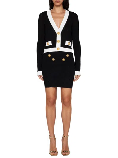 Balmain Contrast-border Ribbed Knit Cardigan