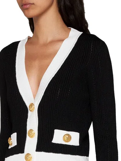 Balmain Contrast-border Ribbed Knit Cardigan