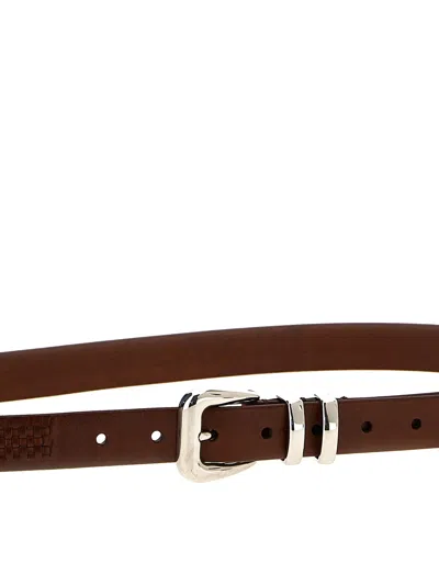 Brunello Cucinelli Adjustable Leather Belt Metal Accents