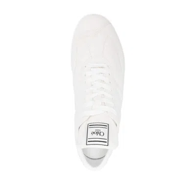 Chloé Womens Winter Wht Kick Brand-patch Leather Low-top Trainers Eur 36 / 3 Uk