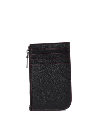 Alexander Mcqueen Light Blue Leather Card Holder In Black
