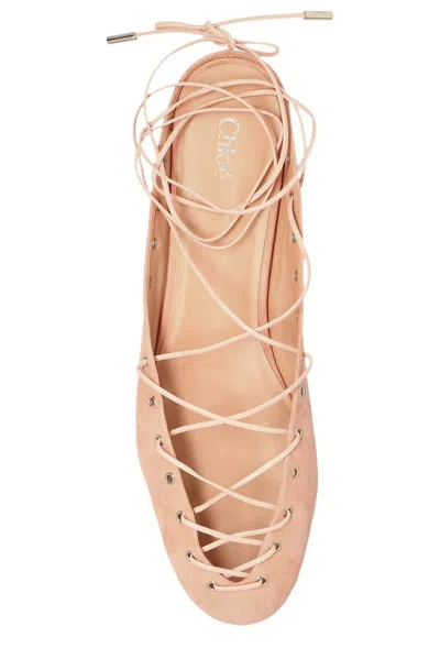 Chloé Light Pink Suede Chloã© Ghillies Ballerinas