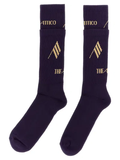 Attico Logo Socks Purple In Black