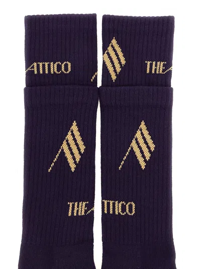 Attico Logo Socks Purple In Black