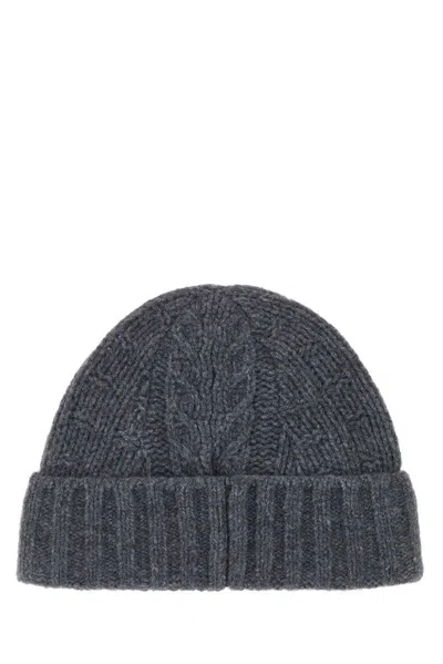 Ganni Women Melange Graphite Wool Blend Beanie Hat