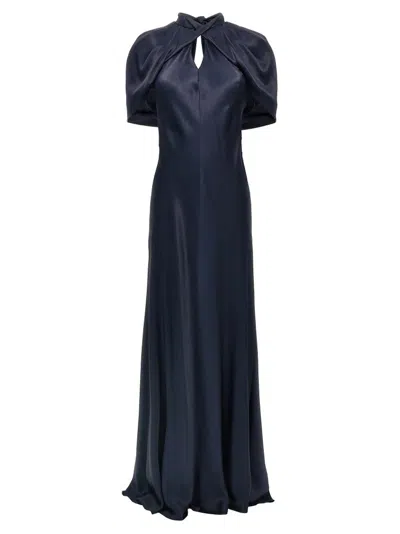 Alberta Ferretti Blue Long Satin Dress