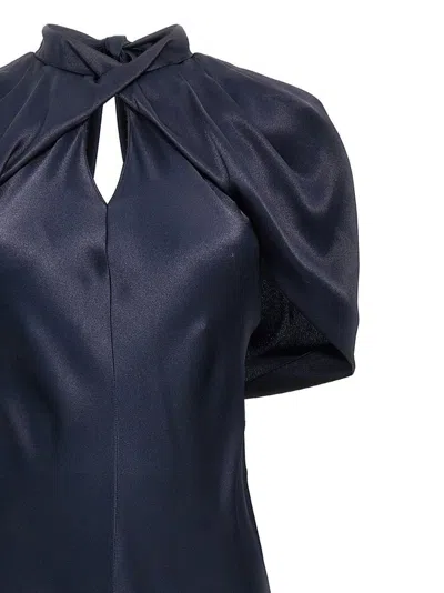 Alberta Ferretti Blue Long Satin Dress