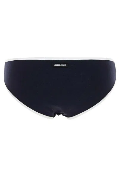 Miu Miu Midnight Blue Stretch Nylon Bikini Bottom