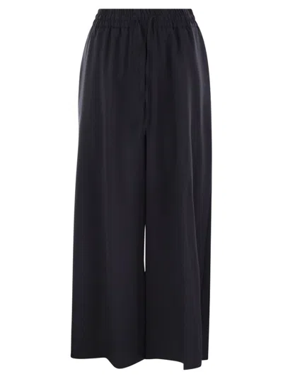 Weekend Max Mara Midnight Blue Wool Elmo Wide-leg Pant In Blue