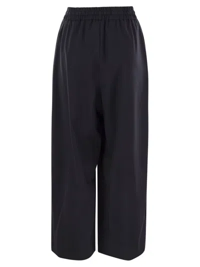 Weekend Max Mara Midnight Blue Wool Elmo Wide-leg Pant In Blue