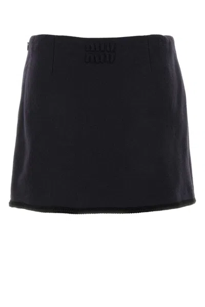 Miu Miu Midnight Blue Wool Mini Skirt