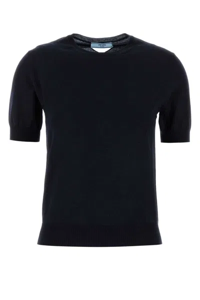 Prada Midnight Wool Short Sleeve Sweater