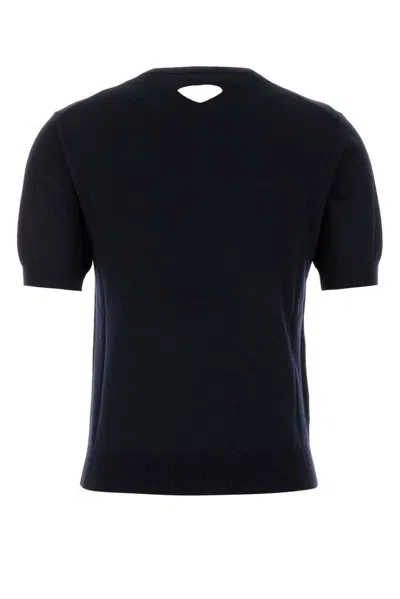 Prada Midnight Wool Short Sleeve Sweater