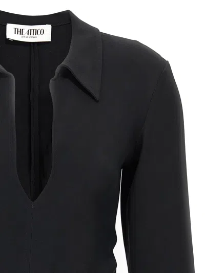 Attico Mini Dress With Deep V-neck In Black