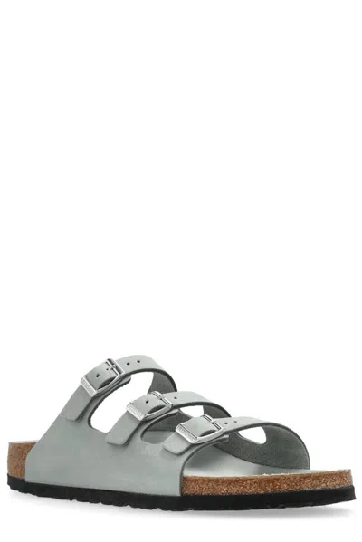 Birkenstock Mint Green Leather Florida Slippers