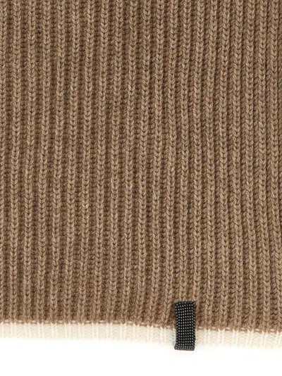 Brunello Cucinelli Monile Cashmere Scarf Scarves And Foulards Beige In Brown