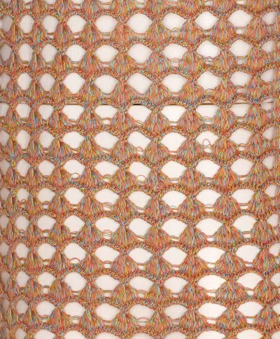 Valentino Openwork Sweater In Linen Blend In Nude