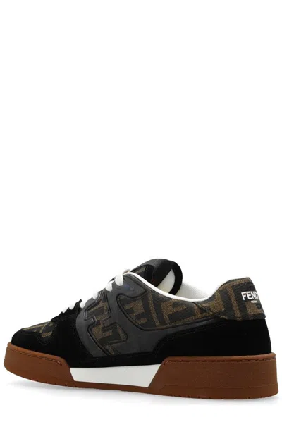 Fendi Match Suede Sneakers With Jacquard Ff Fabric Inserts