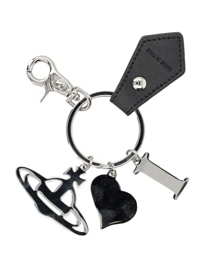 Vivienne Westwood Heart Charm Metal Keyring Accessory In Black