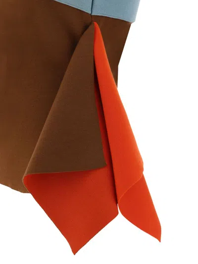 Fendi Multicolor Stretch Wool Blend Top In Brown