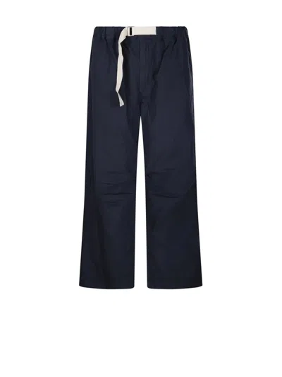 Emporio Armani Wide-leg Relaxed-fit Trousers With Adjustable Drawstring In Black