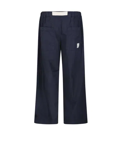 Emporio Armani Wide-leg Relaxed-fit Trousers With Adjustable Drawstring In Black