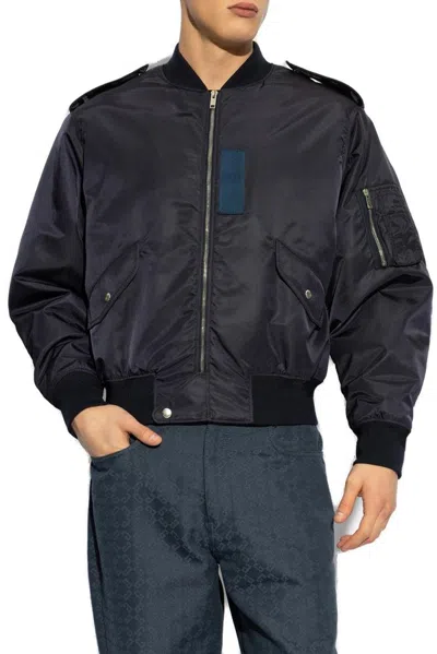 Givenchy Bomber Jacket With Epaulettes And Pockets In Blue
