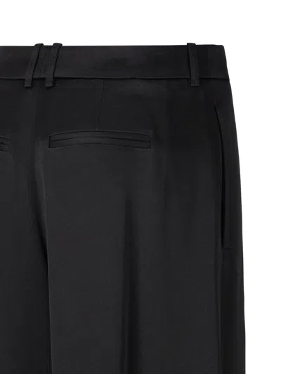 Saint Laurent Black Satin Wide-leg Pant In Black