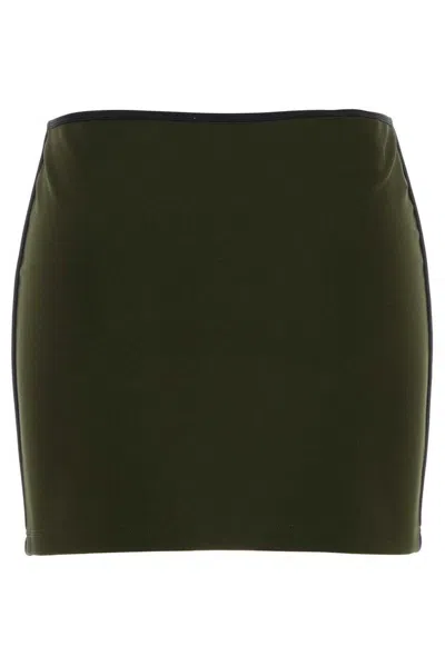 Miu Miu Olive Green Stretch Viscose Blend Mini Skirt