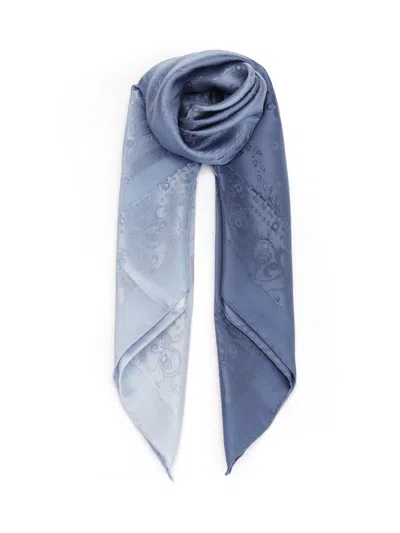 Ferragamo Palazzo Jacquard Silk Scarf Scarves And Foulards Light Blue
