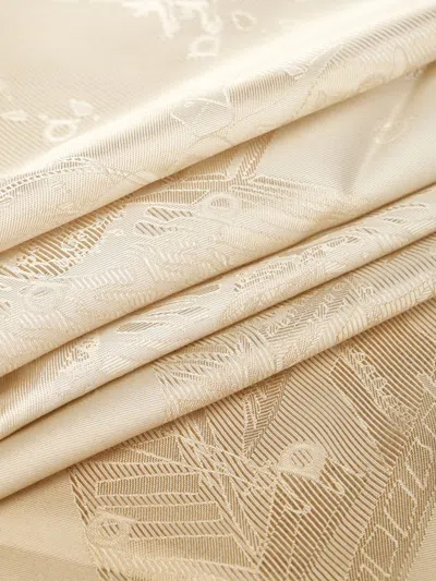 Ferragamo Palazzo Jacquard Silk Scarf Scarves And Foulards Beige In Gold