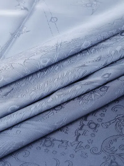 Ferragamo Palazzo Jacquard Silk Scarf Scarves And Foulards Light Blue
