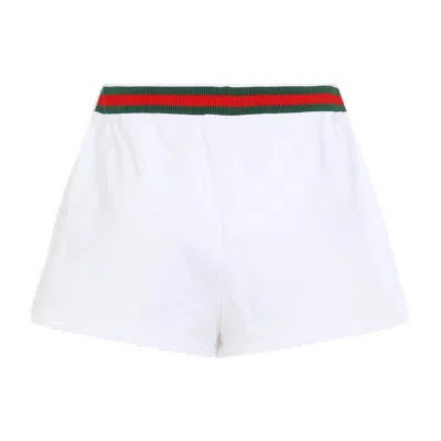 Gucci White Cotton Jersey Web Shorts In White