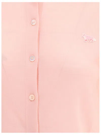 Maison Kitsuné Pink Wool Cardigan In Pink