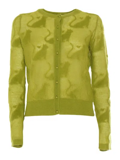 Mm Studio Pistachio Green Nylon Blend Alvaro Cardigan In Green