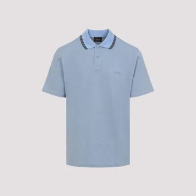 Brioni Striped Edge Polo Shirt In Cotton In Blue
