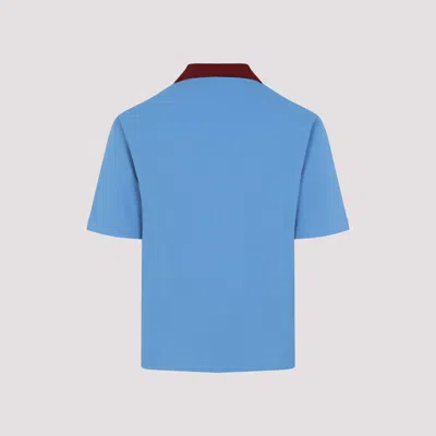 Marni Polo In Piquet Blu Con Colletto A Contrasto