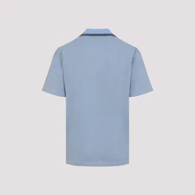 Brioni Striped Edge Polo Shirt In Cotton In Blue