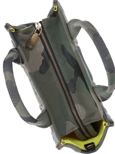 Marc Jacobs Camouflage Pattern Dark Green Tote Bag With Embroidered Logo