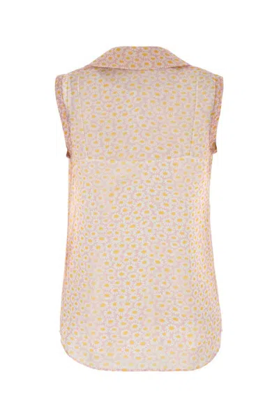 Gucci Sheer Fabric Sleeveless Shirt With Bow Detail