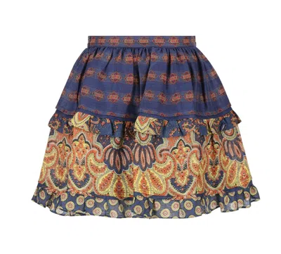 Valentino Skirt In Lino Paisley Medaglioni Voyage Imaginaire In Brown