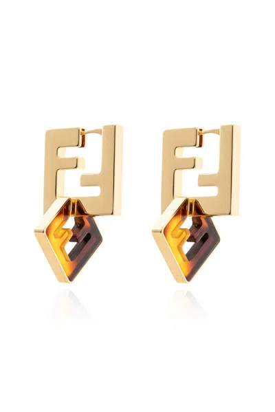 Fendi Printed Plexiglass And Metal Forever  Earrings