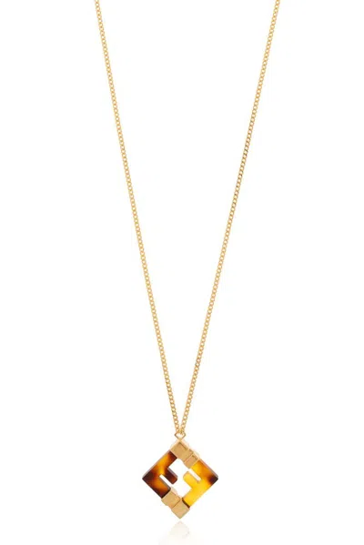 Fendi Printed Plexiglass And Metal Forever  Necklace