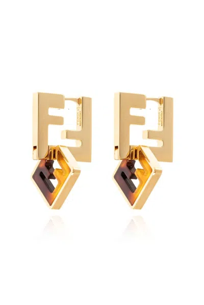 Fendi Printed Plexiglass And Metal Forever  Earrings