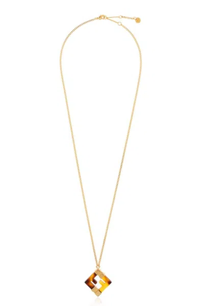 Fendi Printed Plexiglass And Metal Forever  Necklace