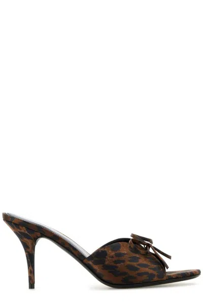 Balenciaga Women's Printed Satiin Knife Bow Mules