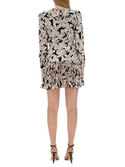 Alessandra Rich Bow-detailed Floral-print Silk Crepe De Chine Mini Dress In Black