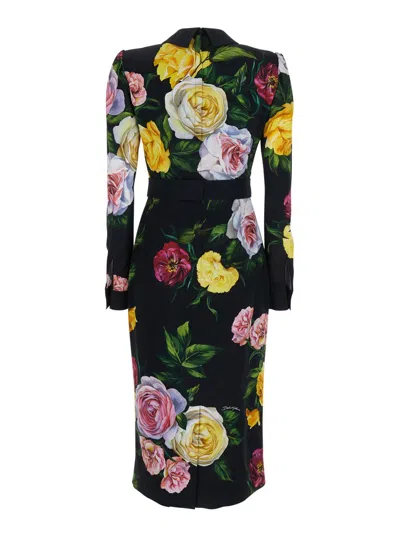 Dolce & Gabbana Long Chemise Dress With Floral Print In Multi