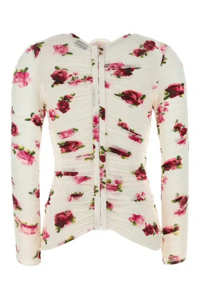 Magda Butrym Cream Printed Stretch Cupro Top